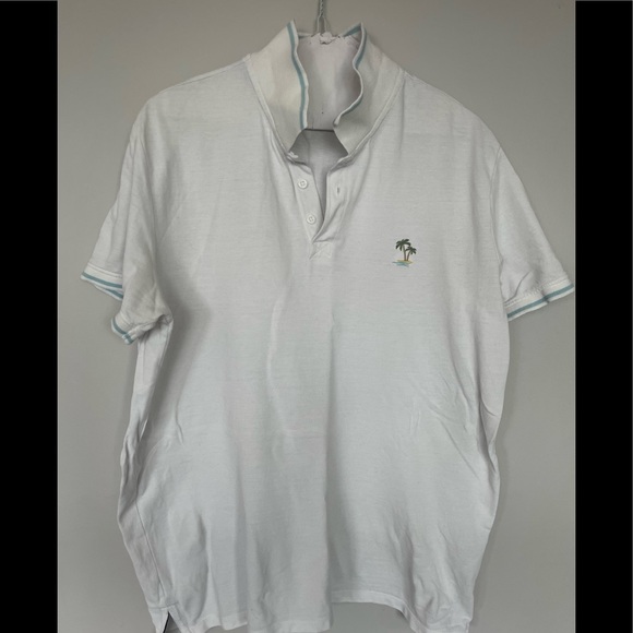 Jack & Jones White XL Mens Polo w/ baby blue trim. - Picture 1 of 4